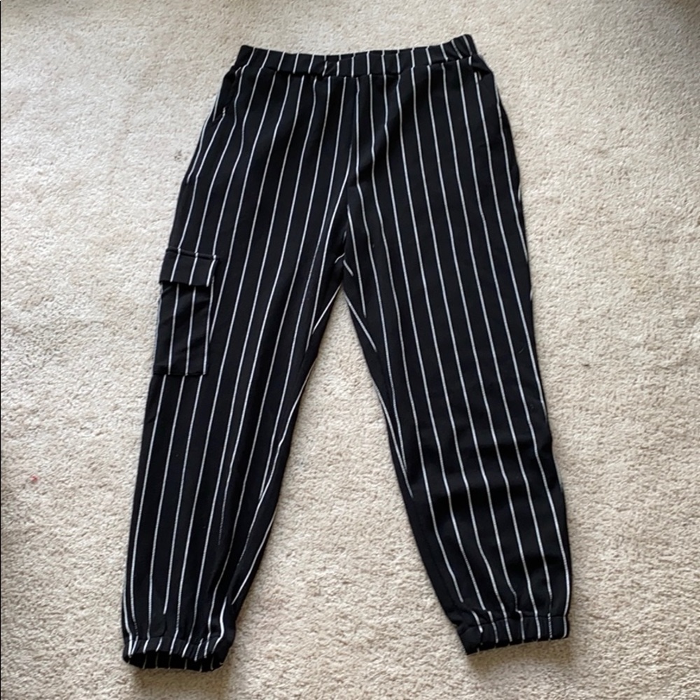 pinstripe joggers with pockets